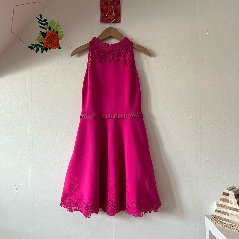 ❤️Vday❤️NWT Ted Baker Royal Pink Tea Party Prom ribbon lace full skirt